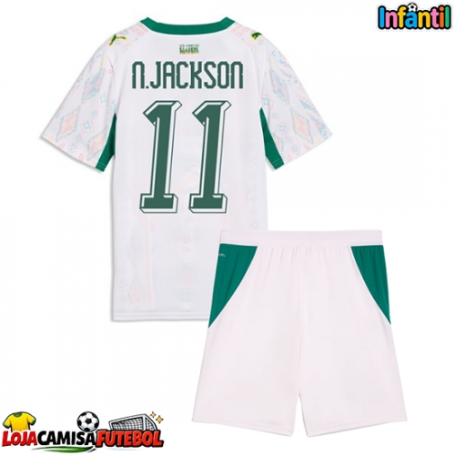 Camisa de Futebol Senegal Nicolas Jackson #11 Equipamento Principal Infantil Mundo 2026 Manga Curta (+ Calças curtas)